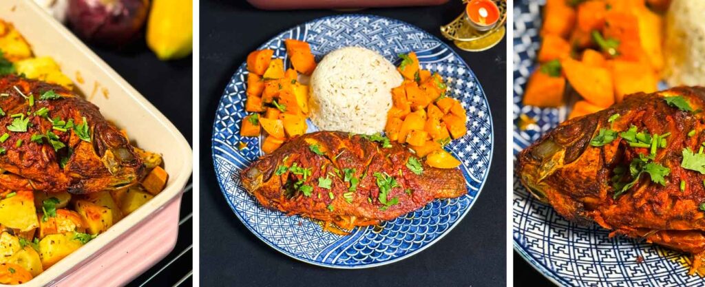 Baked Tilapia with Roasted Veggies (Desi Twist)
